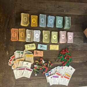 Vintage Monopoly Replacement Parts Lot Money Cards‎ Tokens Houses Hotels Pieces
